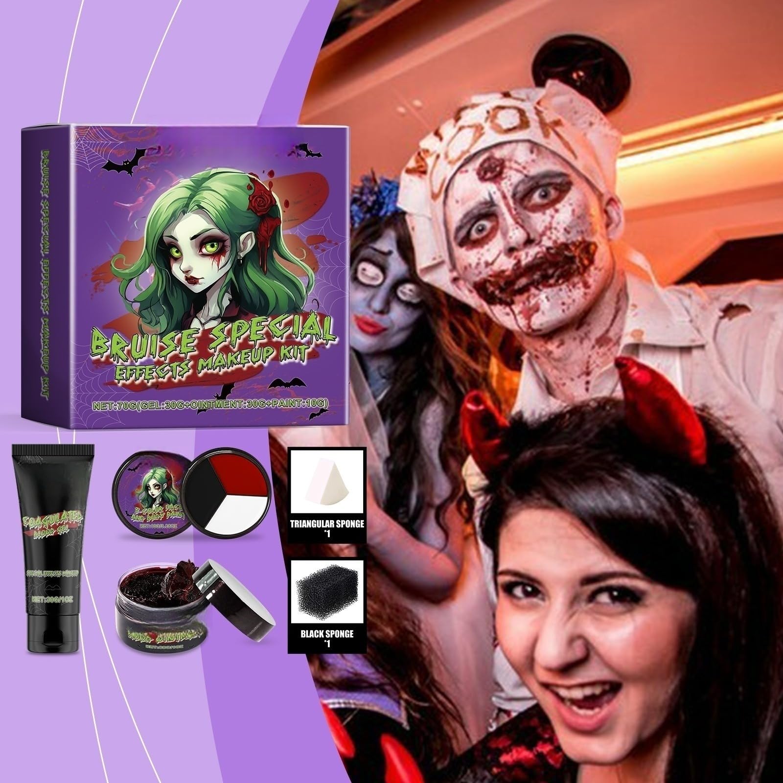 Makijaż karnawałowy, profesjonalny zestaw do makijażu Halloween | Dziecko dorosła kobieta do malowania twarzy Halloween teatr cosplay fantasy klaun SFX farby do ciała, bezpieczna na twarz.