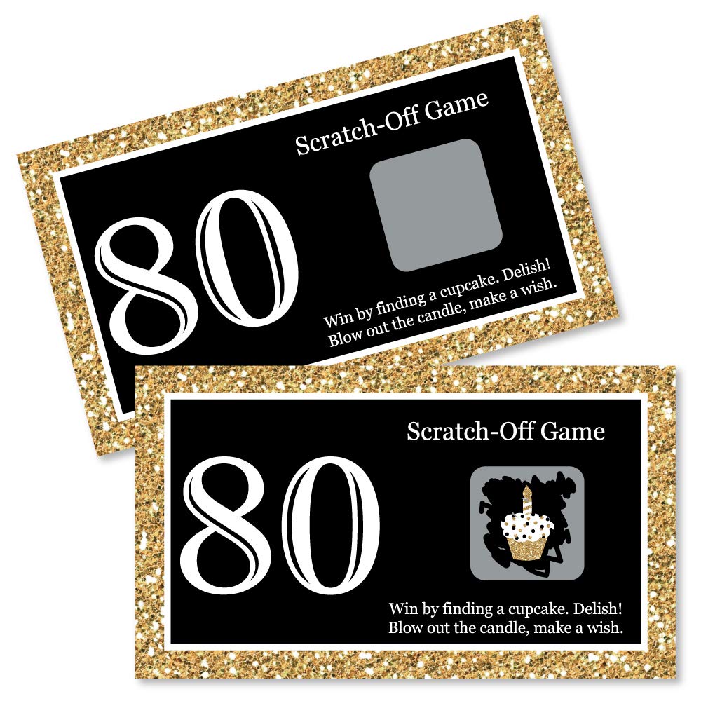 Amazon.com: Big Dot of Happiness Adult 80th Birthday - Gold - Birthday  Party Game Scratch Off Cards - 22 Count : Home & Kitchen