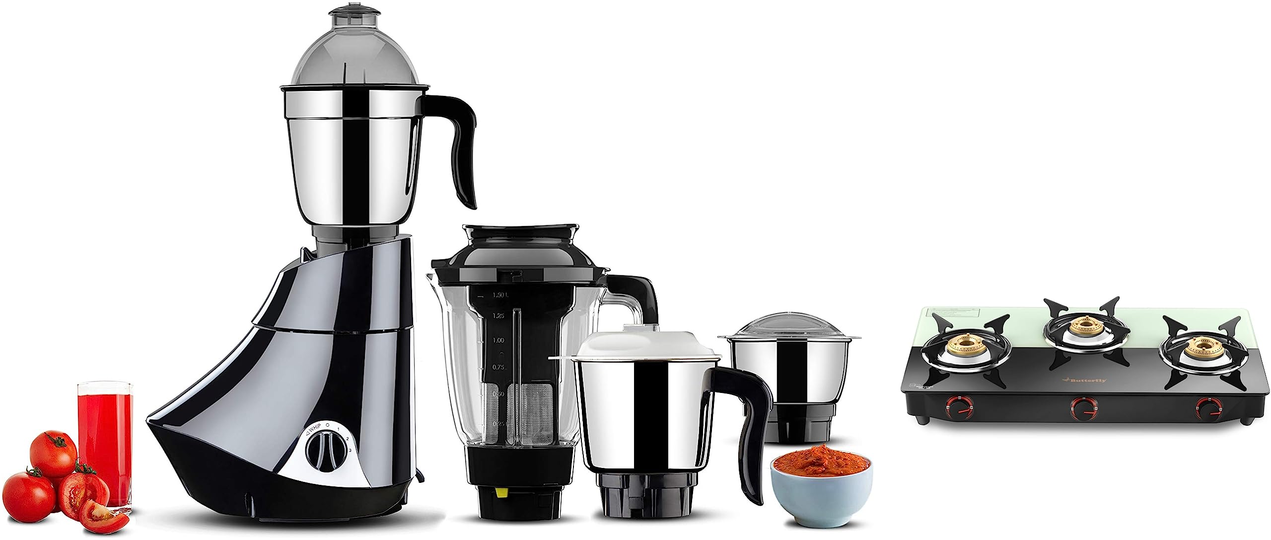 Butterfly Smart Plus Glass Burner Gas Stove Black White