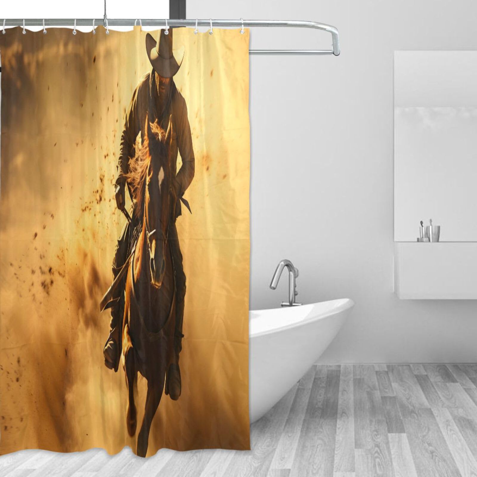 DUOBU Cowboy Shower Curtain Washable Waterproof Fabric Bath Curtain 60x72Inch Shower Curtains with Hooks for Bathroom Decor