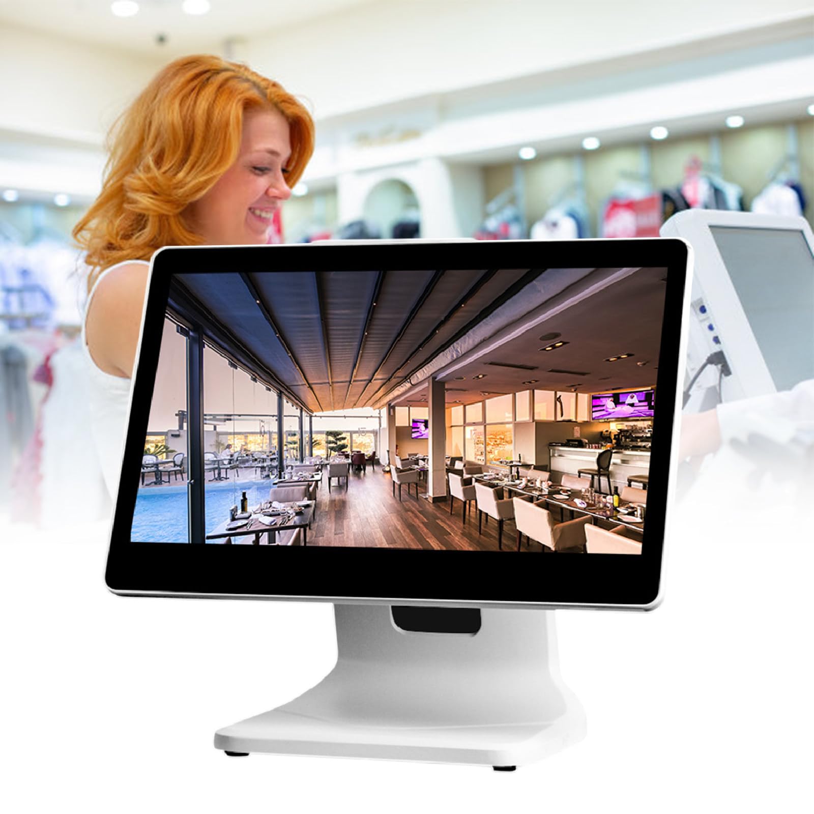 SENJINGHUA POS Cash Register Machine, Smart Touch Screen Cash Register POS with 15.6” Touch Screen, N2930 CPU, 4GB RAM, 64GB SSD, Windows 7/10, Adjustable Angle for Retail, Restaurant,Win7