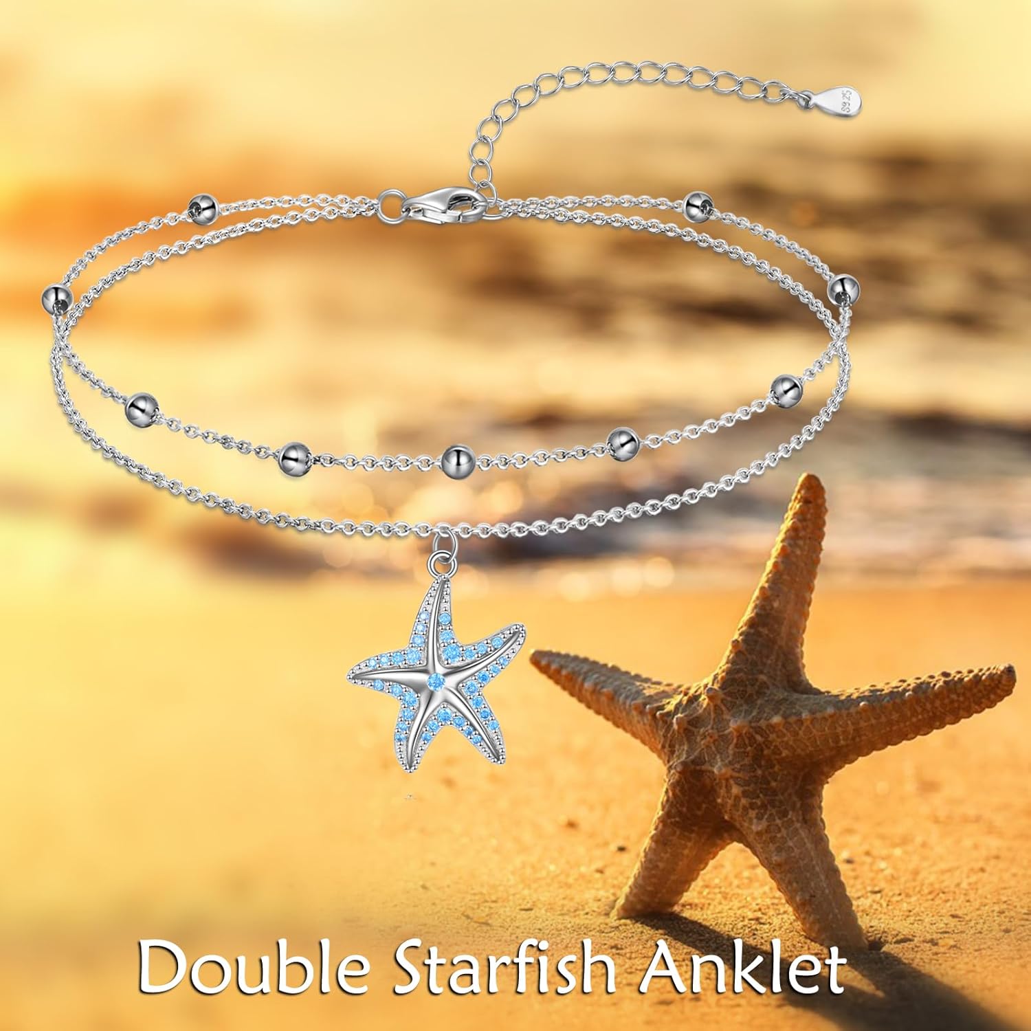 KZX Sun/Moon/North Star/Celestial Bracelet Ladybug/Bee/Butterfly/Turtle/Starfish/Paw Animal Bracelet Infinity/Cross/Evil Eye Bracelet 925 Sterling Silver Jewelry for Women