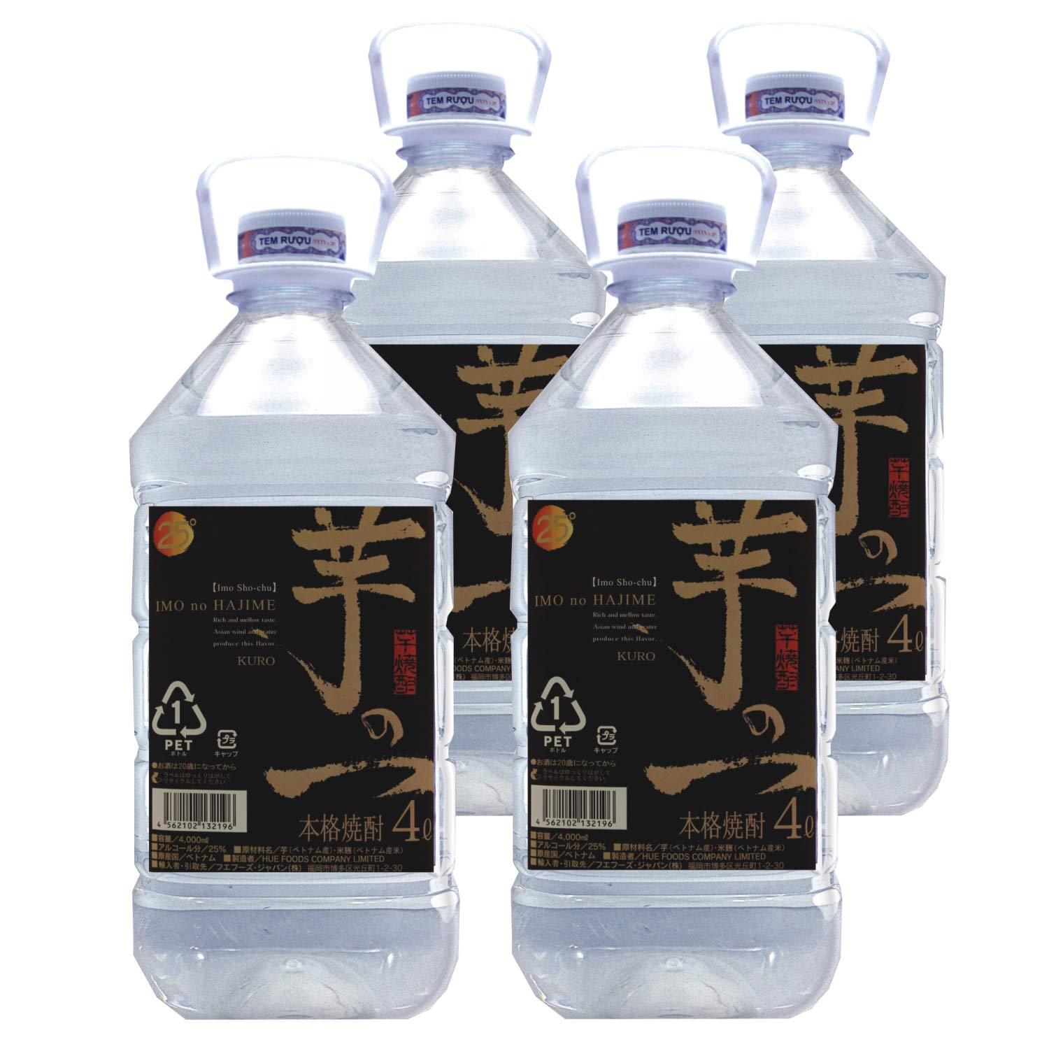 Amazon.co.jp: Hue Foods Company 本格芋焼酎 芋の一 黒麹 4L 25度 