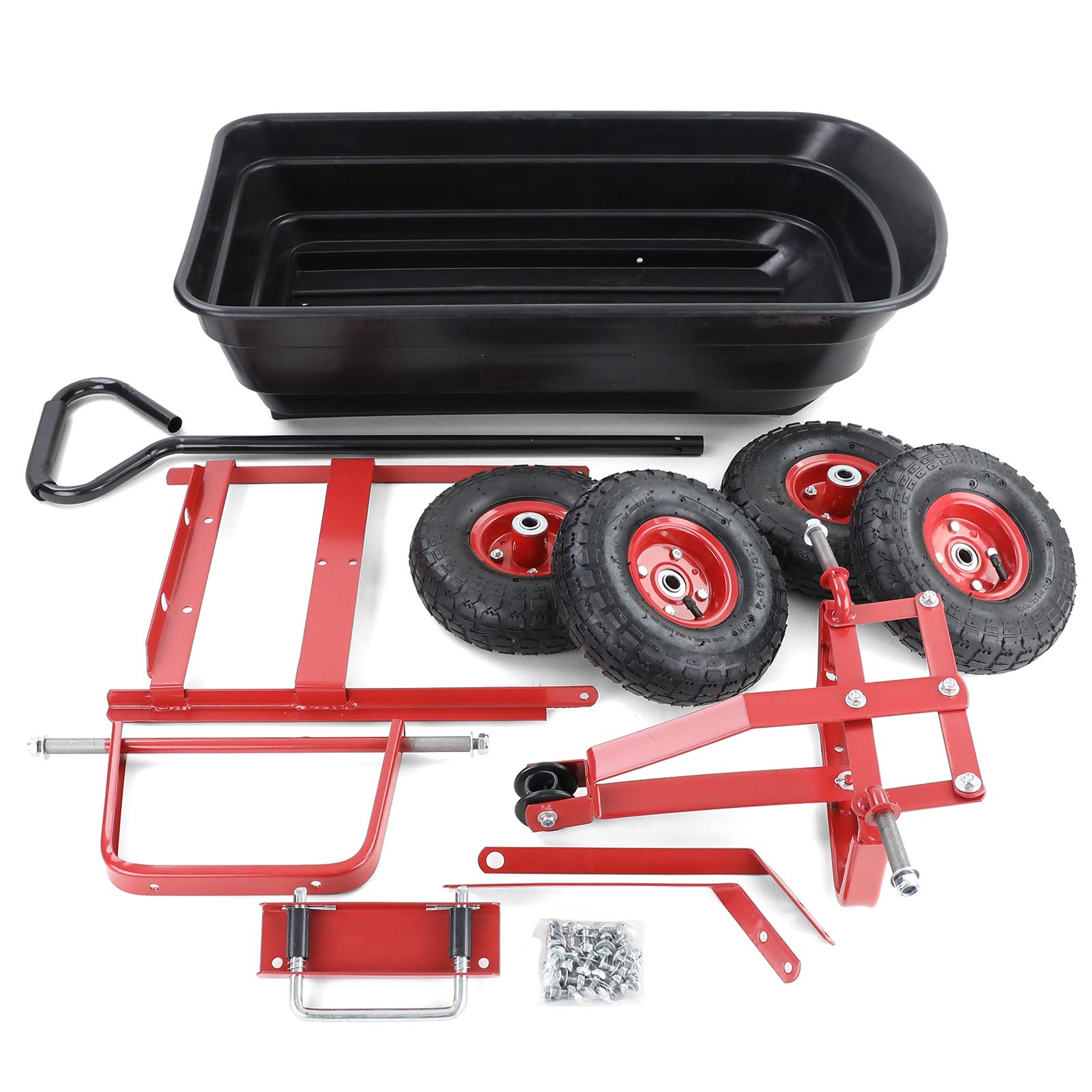 Transportwagen Gartenwagen Schubkarre Handwagen Kippfunktion 250 kg Schwarz Rot