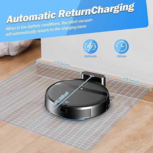 Miniatura 7 de Robot Vacuum and Mop Combo, WiFiAppAlexa, 2 in 1 Robot Vacuums Cleaner with Tangle-Free Cyclone Suction, Scheduled Cleaning, Automatic Recharge