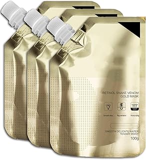 Retinol Snake Venom Gold Mask,Anti-Aging Gold Face Mask,Gold Firming Snake Venom Face Mask,Snake Venom Peptide Gold Mask,Deeply Cleans Moisturizing Skin for All Skin Types (3PC)