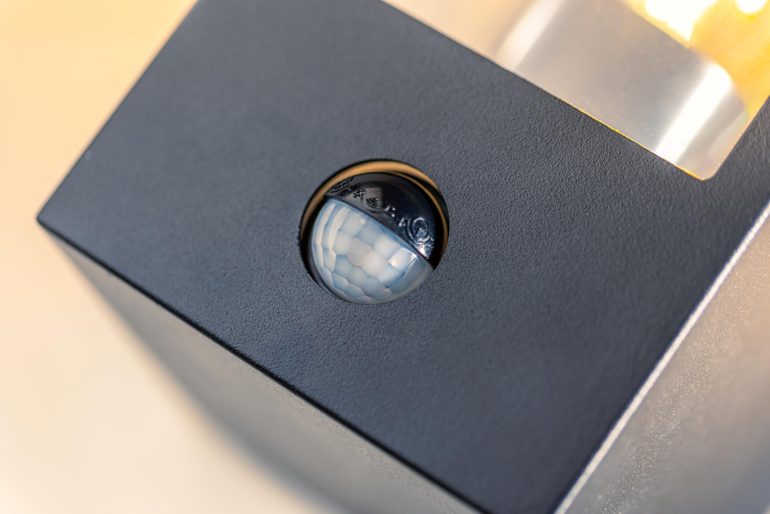 CGC Lighting Lampada da parete per esterni Illuminazione e diffusore trasparente IP44 E27 Sensore di movimento (Nero PIR)