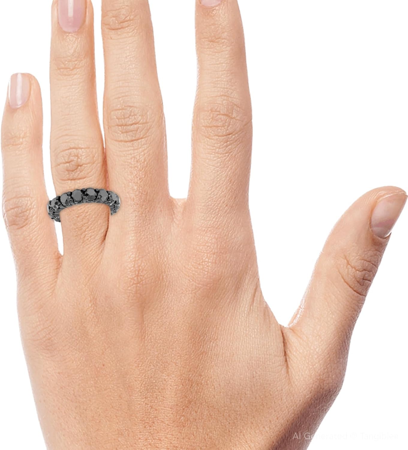 Pompeii 5ct Round Black Diamond Eternity Womens Wedding Ring 14K Black Gold Wedding Band