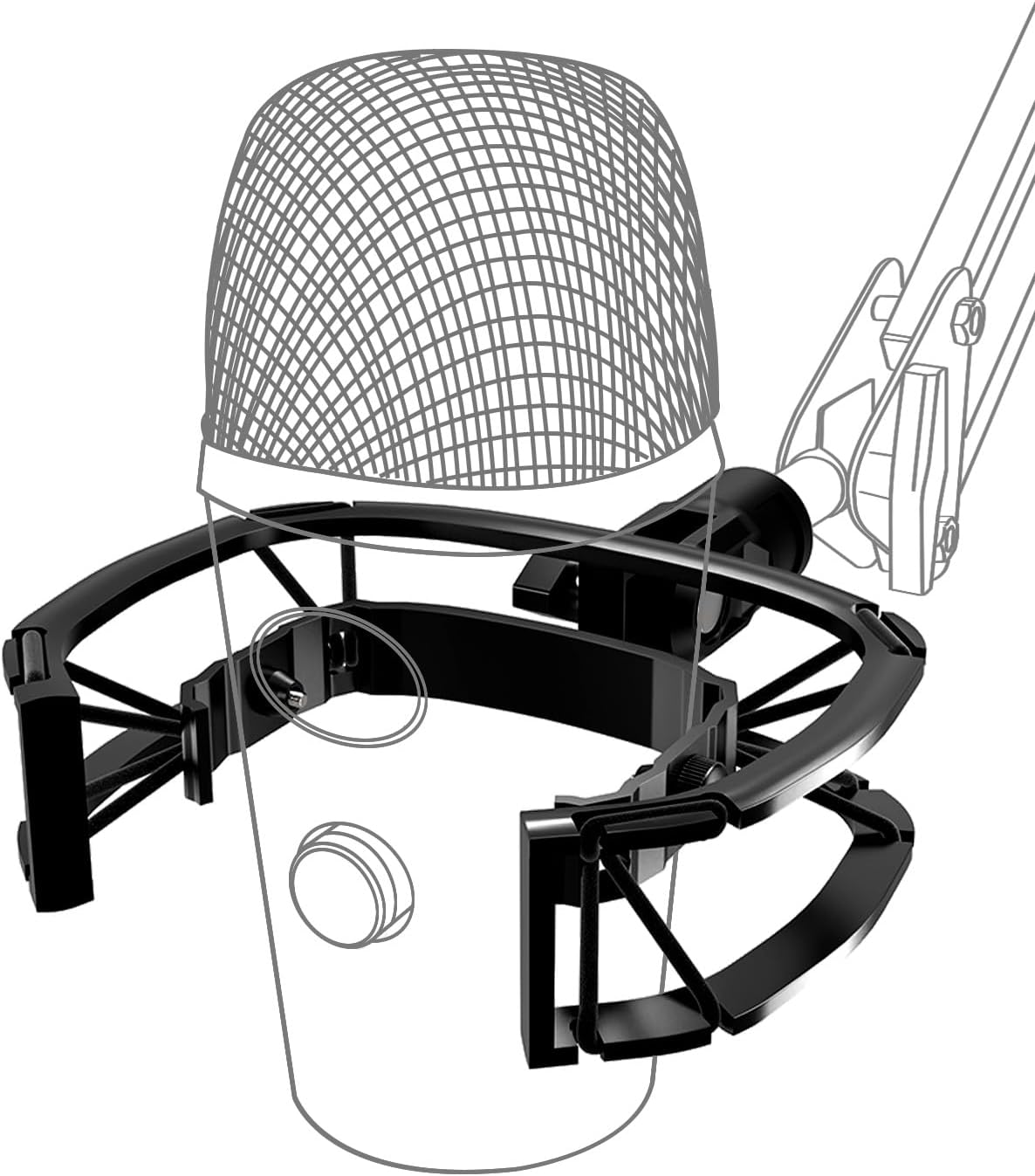 Custom Built for Blue Nano Microphone Shock Mount with Pop Filter, Anti-Vibration Suspension Elastic Shock Mount Holder Clip Mic Stand with 3/8" or 1/4" Screw Adapter Compatible with Nano