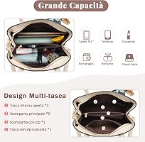 Borsa A Tracolla Donna DORRISO - Grande Capacità, Pelle PU, Tracolla Regolabile, 6 Tasche, Adatta Per Lavoro Viaggi E Shopping