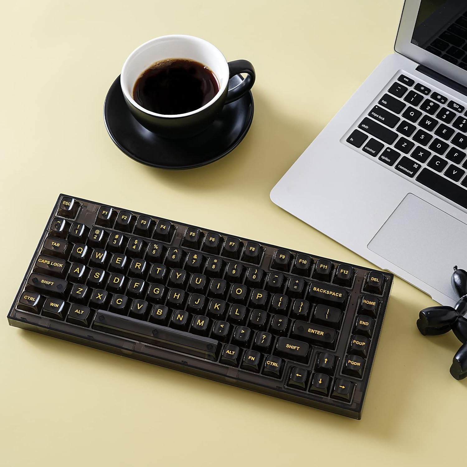 YUNZII X75 82 Key Hot Swappable Mechanical Keyboard with Transparent Keycaps, Gasket Mount 75 Keyboard, RGB Backlit Custom Gaming Keyboard for Windows/Mac (Crystal Ice Switch, Wired-Black)