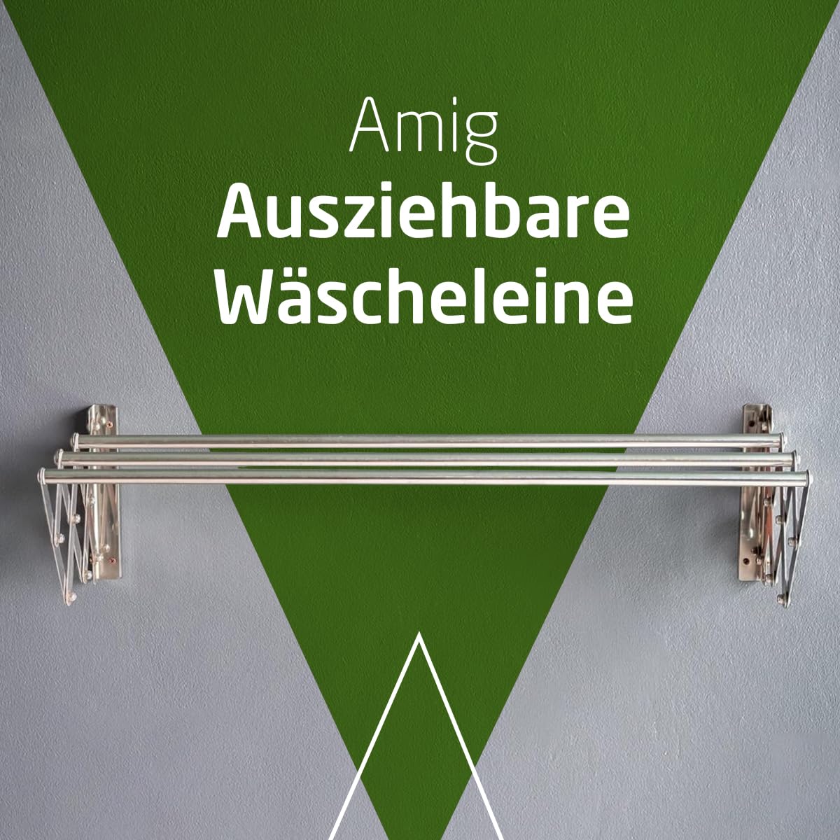Amig – Ausziehbarer Wandwäscheständer - Maße: 140x14x3 cm - Trockenlänge: 7 m - Rostfreies Aluminium - Edelstahlschrauben - Für Innen- und Außenbereich - Einfache Montage