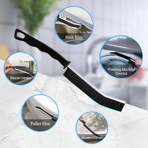 Miniatura 4 de 2 cepillos de limpieza de hendiduras, cepillo de cerdas duras multifuncionales para baño, hogar, cocina, azulejos, ventana, herramienta de limpieza