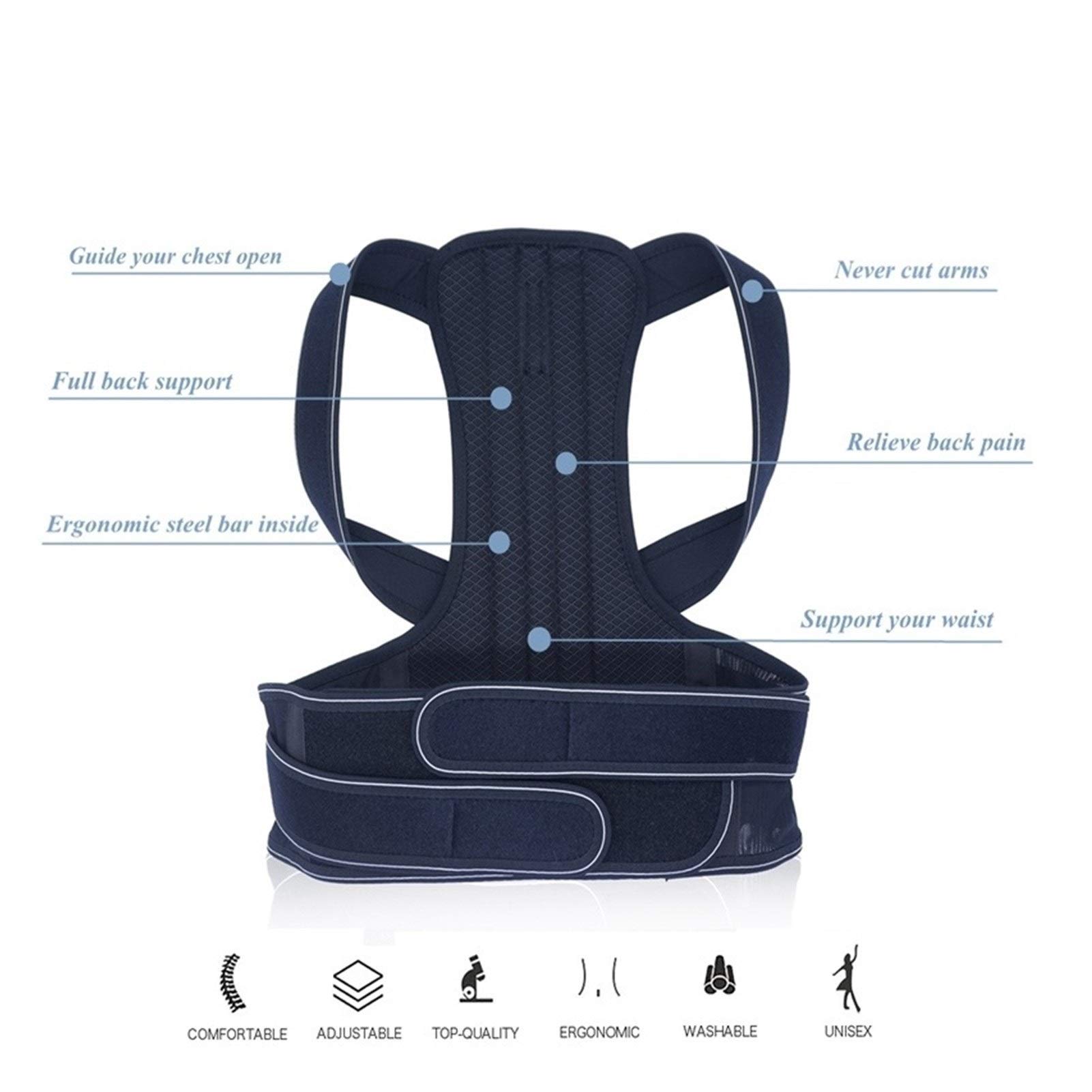DSMYYXGS Apoyo de Las Mujeres de los Hombres. Correa de Espalda Lumbar Soporte Ajustable Bodywellness Corrector de Postura Hombro cinturón ortopédico de la Columna Vertebral