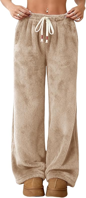 Ivicoer Womens Warm Fleece Pajama Pants Fluffy Plush Cute Printed Elastic Waist Winter Warm Soft Pj Bottoms