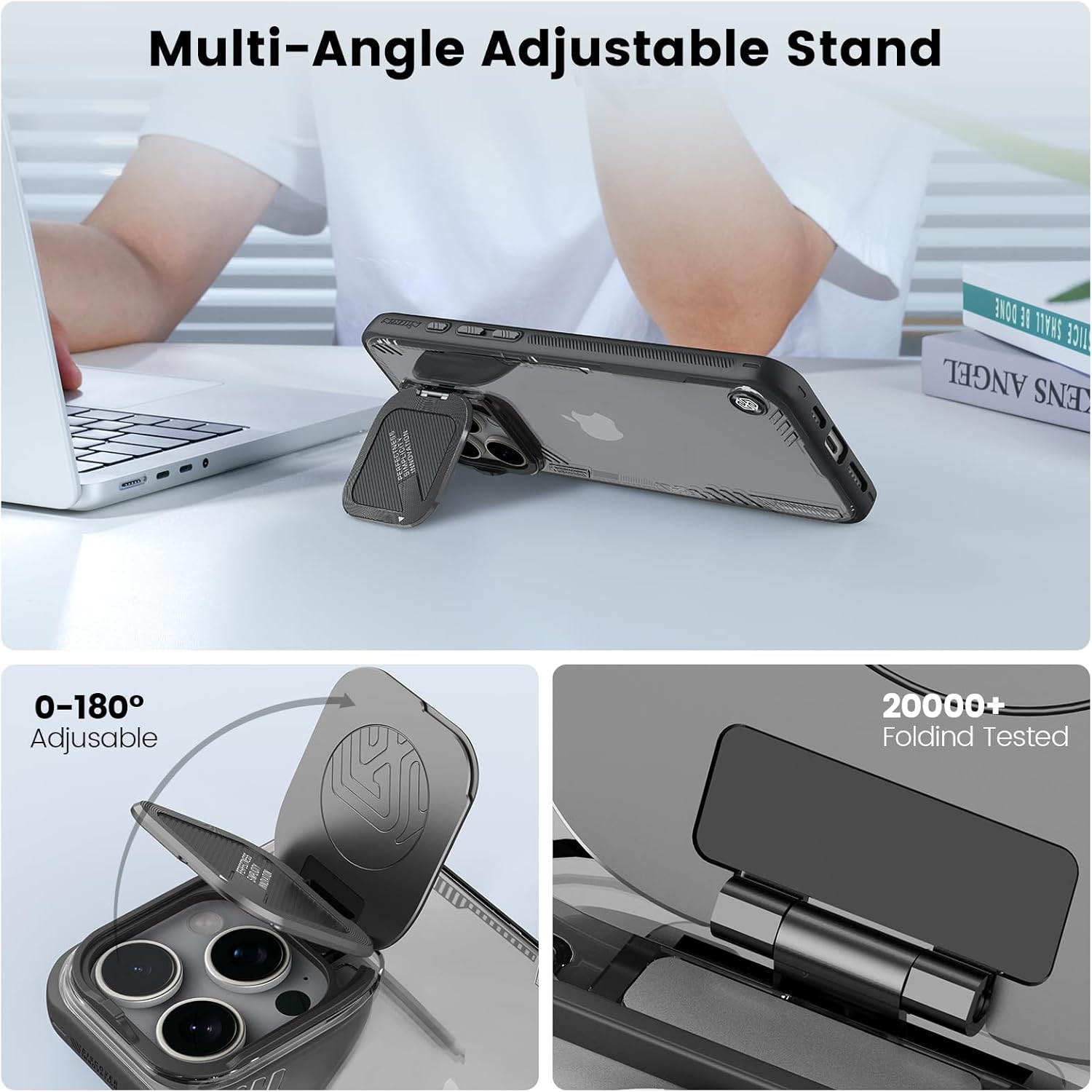 Nillkin for iPhone 16 Pro Max Case Clear, Never Yellow and Biodegradable Material, Translucent Case with Invisible Kickstand & Camera Cover, Slim Protective Phone Case for 16 Pro Max 6.9 inch, Black - Image 6