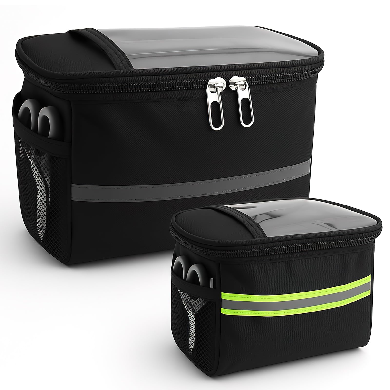 ZMDMAH Fahrradtasche Lenker wasserdicht – Lenkertasche mit Touchscreen-Handyfach Reflektor Netzfächern und großer Kapazität – Für Mountainbike E-Bike