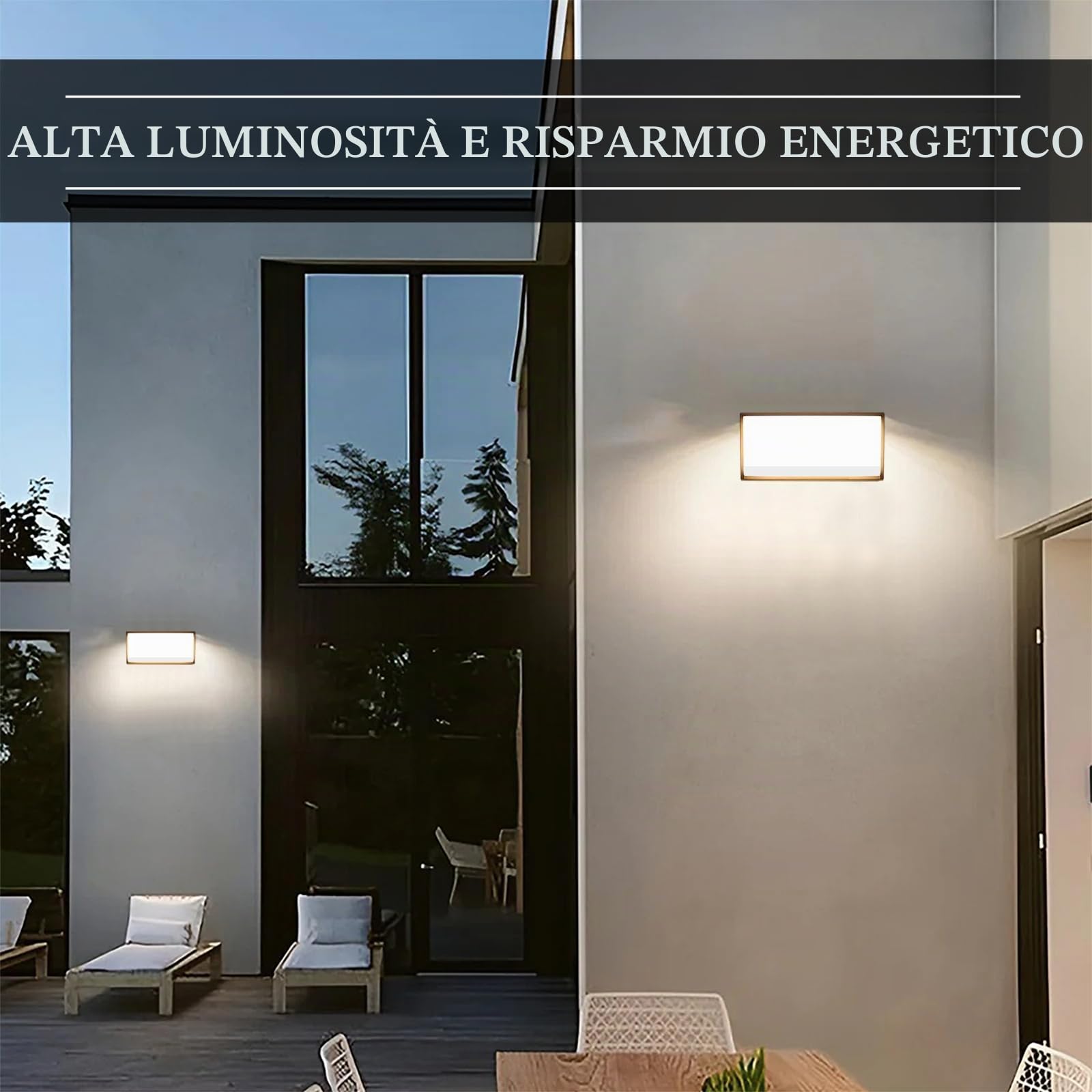 HLFVLITE Lampada da Parete LED per Esterni, Applique da Giardino in Alluminio, IP54 Impermeabile, 870LM 3000K Bianco Caldo, Grigio Antracite