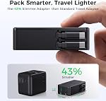 Travel Adapter for Europe with 2 Built-in Retractable USB-C Cables, Slim EU Plug Adapter with 1 AC Outlet, 1 USB-A & 1 USB-C Ports, Type C European Plug (Not a Voltage Converter)
