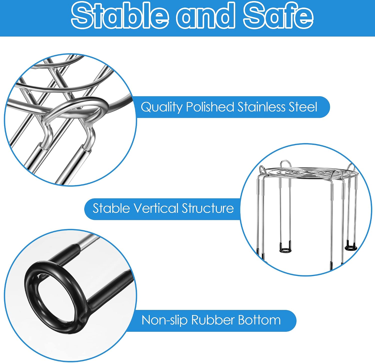 Water Filter Stand for Berkey, 8 Inches Tall 10 Inches Diameter Stainless Steel Pitchers Countertop with Rubber Non-Slip, Works for Most Gravity-Fed Dispenser Replacement Countertop Water Filters