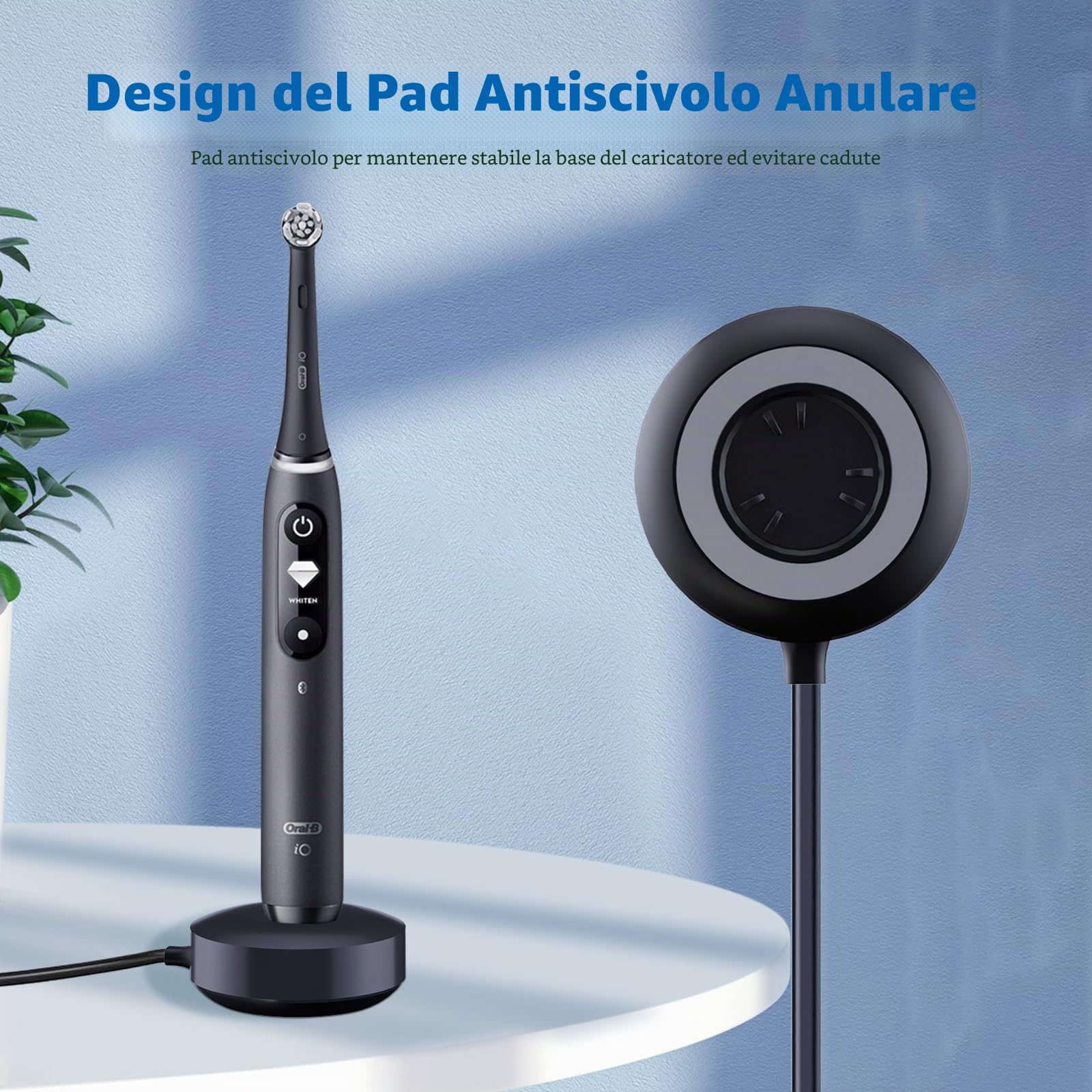 Stazione di ricarica per spazzolino elettrico compatibile con Braun Oral B IO Serie 7 Serie 8 Serie 9, alimentatore di rete per IO7 IO8 IO9