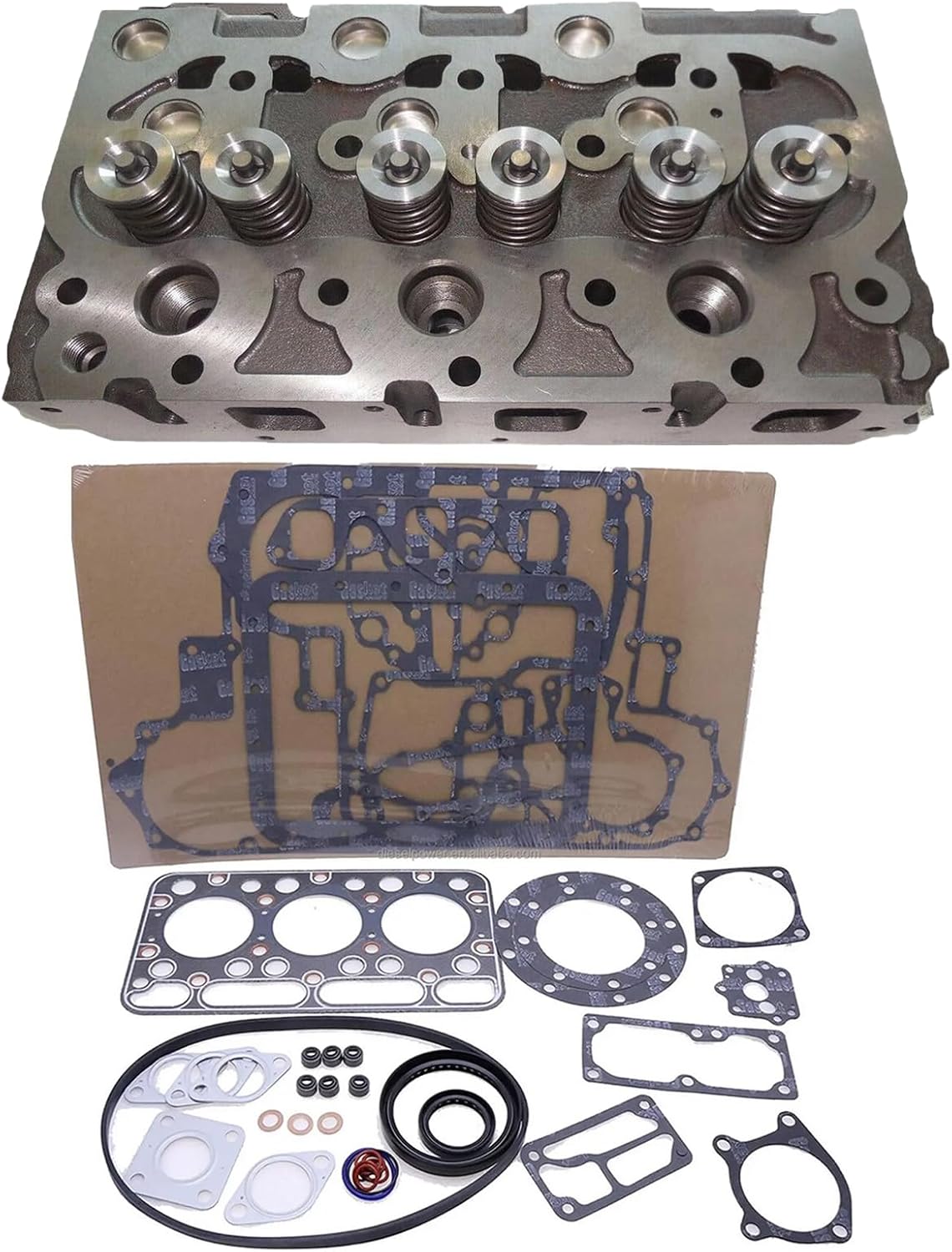 Cylinder Head Compatible for Kubota D1100 Engine (Complete Cylinder Head with gasket set, Type A)
