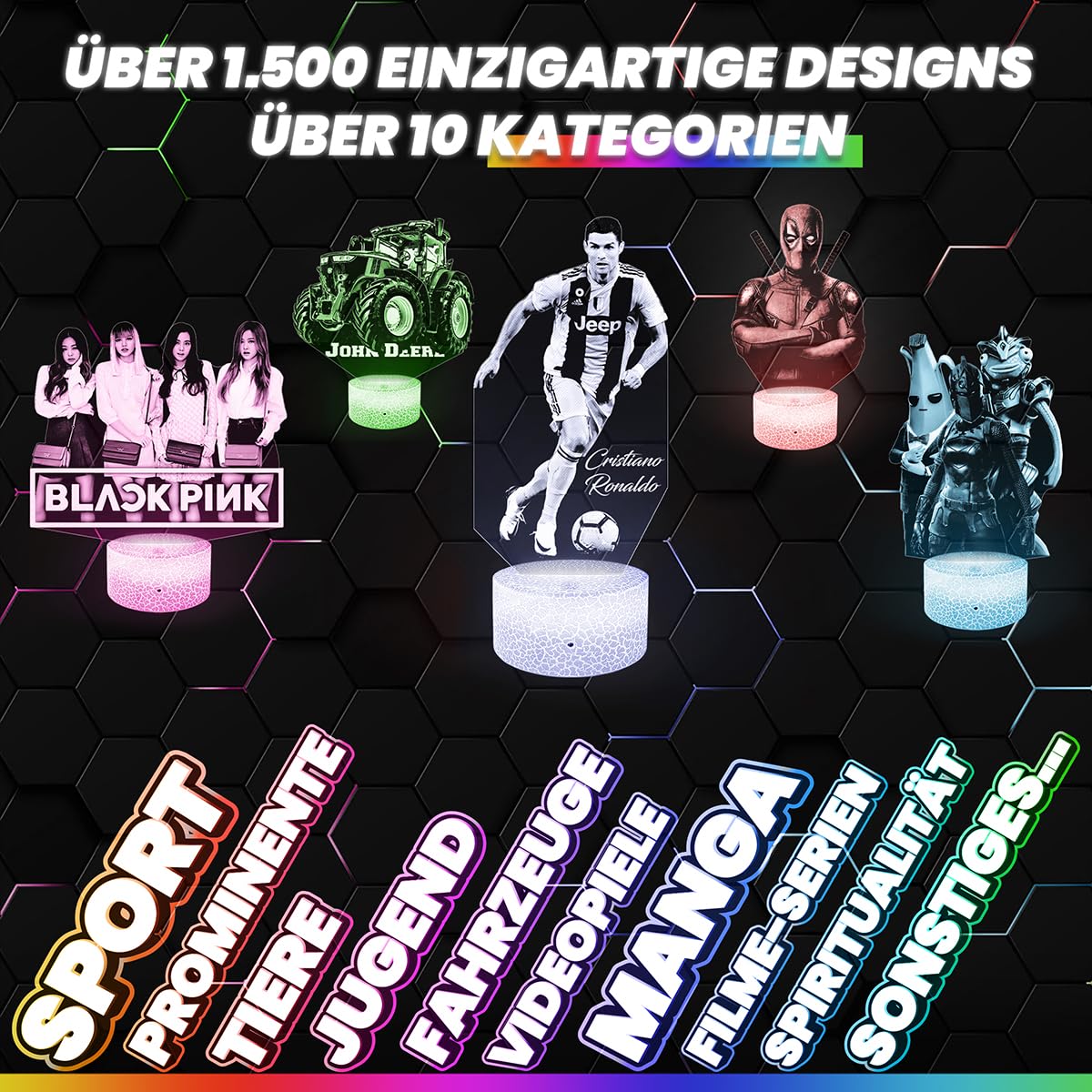 Nachttischlampe - Touch-Nachtlicht Manga - Megumi Yuji Satoru Nobara 3D-LED-Lampe Illusion, Geschenkidee Weihnachten Geburtstag Junge und Mädchen Nachttischlampe Kinder- oder Erwachsenenzimmer TOP