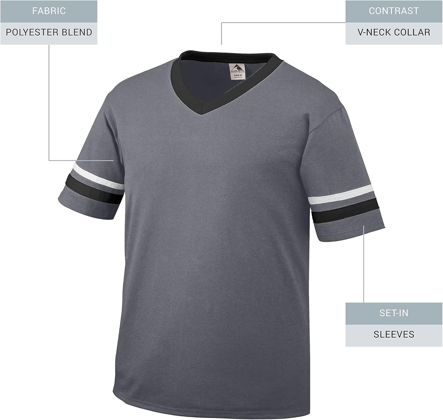 Augusta Sportswear mens Sleeve stripe jersey, Graphite/Black/White, Small US - Image 4