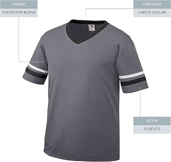 Augusta Sportswear mens Sleeve stripe jersey, Graphite/Black/White, Small US