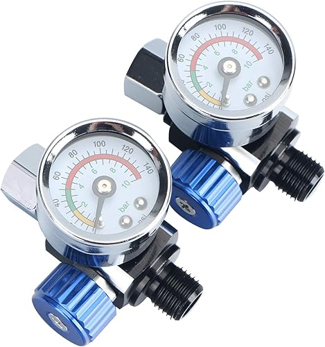 Miniatura 5 de Kit de regulador de presión de aire NPT de 1/4", regulador de válvula de ajuste de aire con manómetro para pistolas rociadoras y herramientas