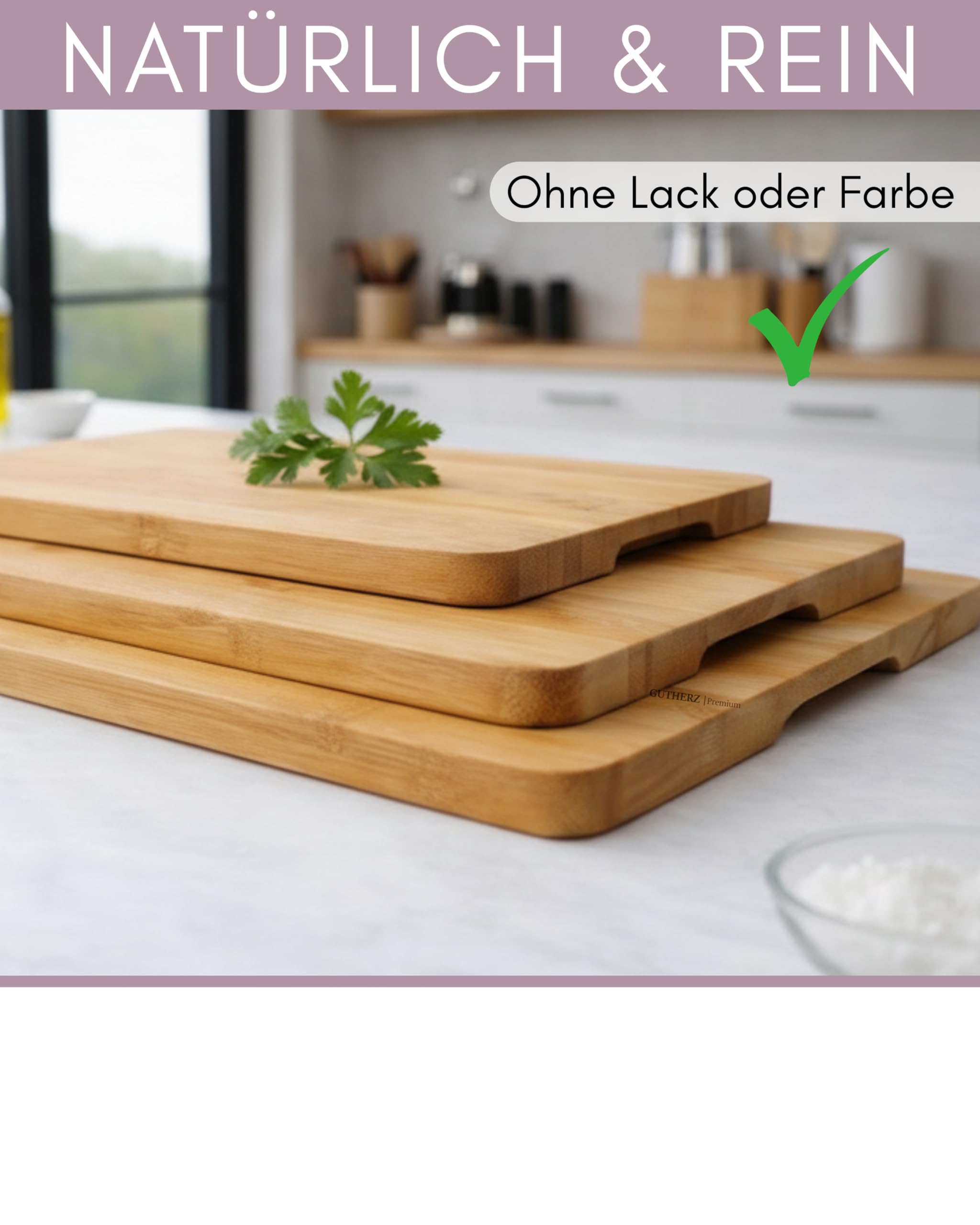 Juego de 3 tablas de cortar de bambú natural 38x25 30x20 22x15 cm 1,5 cm antibacteriana