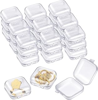 100 Pack Mini Clear Plastic Jewelry Box Earring Organizers Small Storage Containers with Hinged Lid for Earrings Pearl Bracelets and Small Accessories