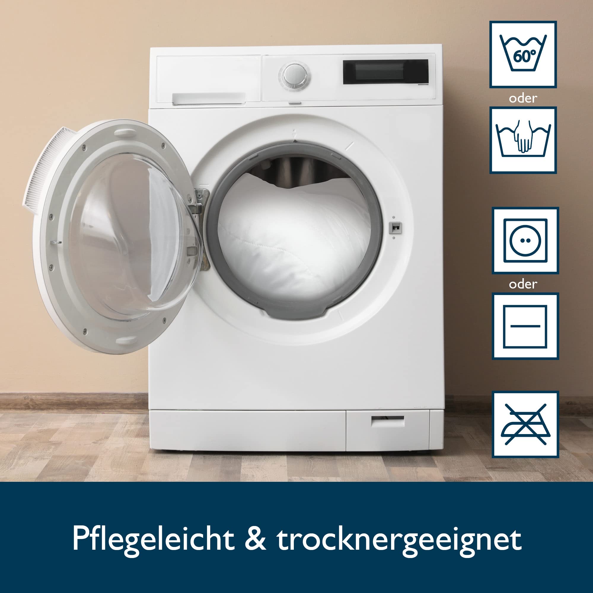 Beautissu Bettdecke und Kissen Set 4 Jahreszeiten Allergiker Kopfkissen