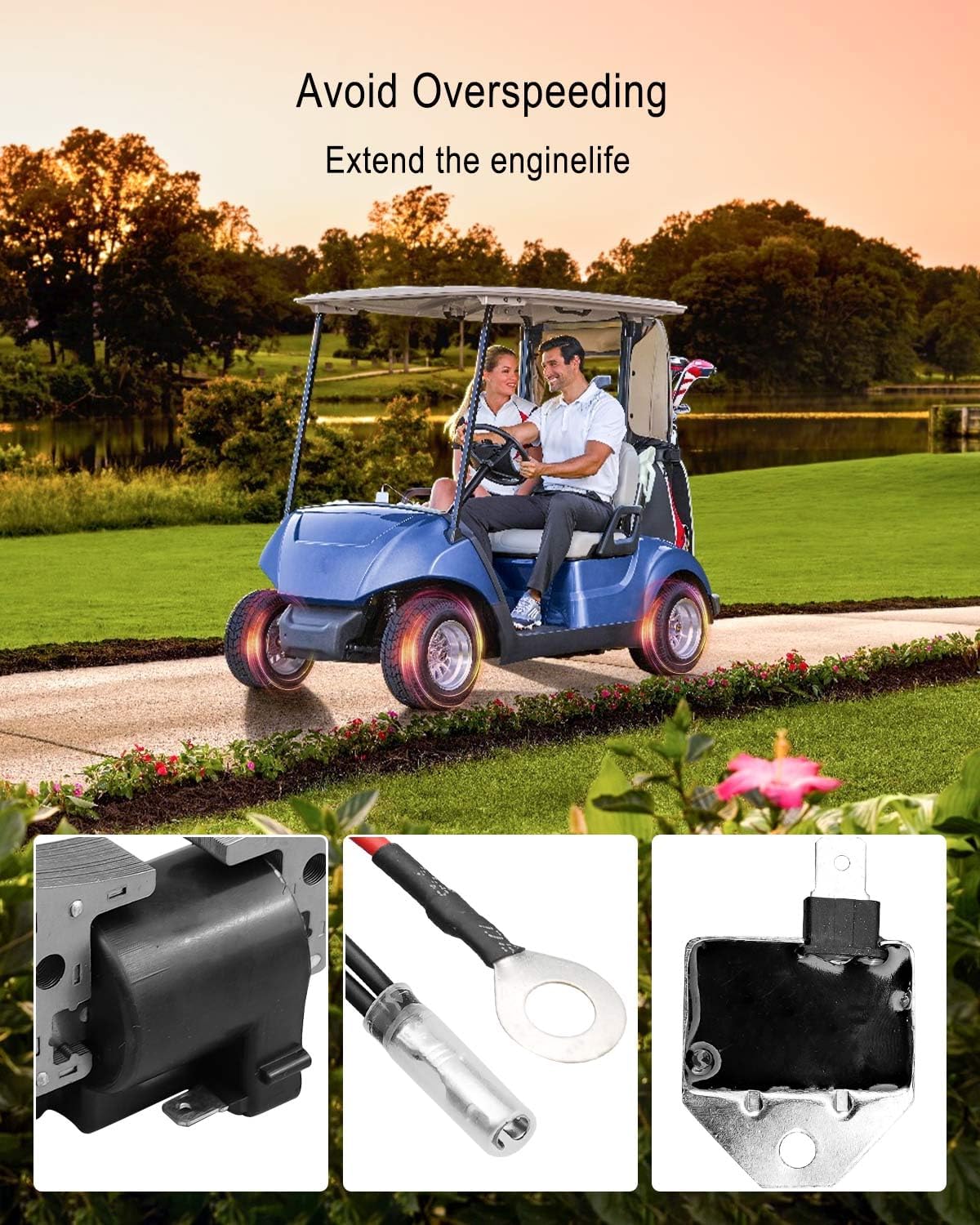 Ignition Coil with Limiter Ignition Module Fit for Kawasaki FE290D FE350D Club Car Golf Cart DS Replace 101909201 1019094-01 21119-2161
