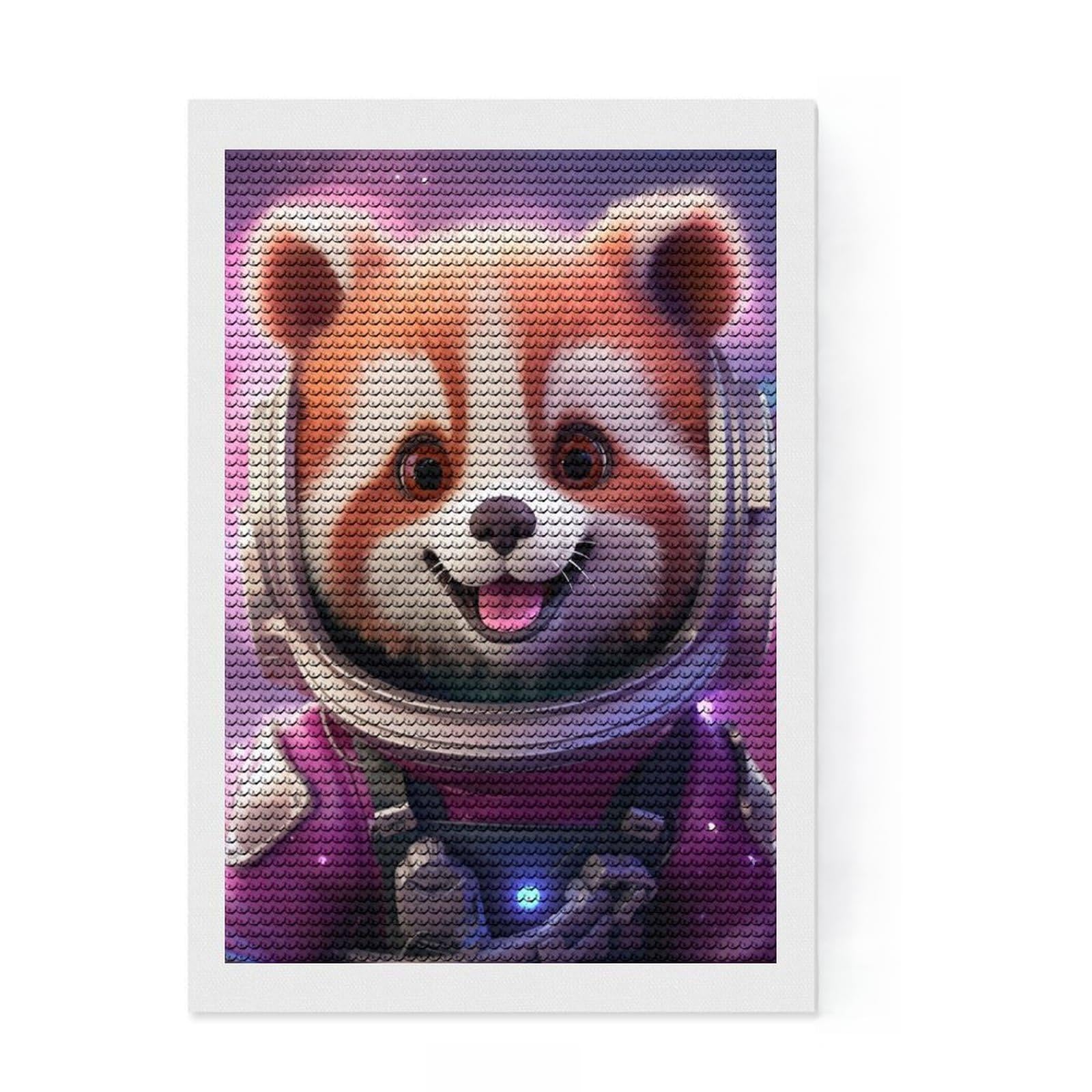 Junmoney Astronaut Baby Red Panda Diamond Painting Kit 8"x12", Full Kit Included, Calming Craft to Unwind, Office Decor, Gift Idea, Easy to Enjoy