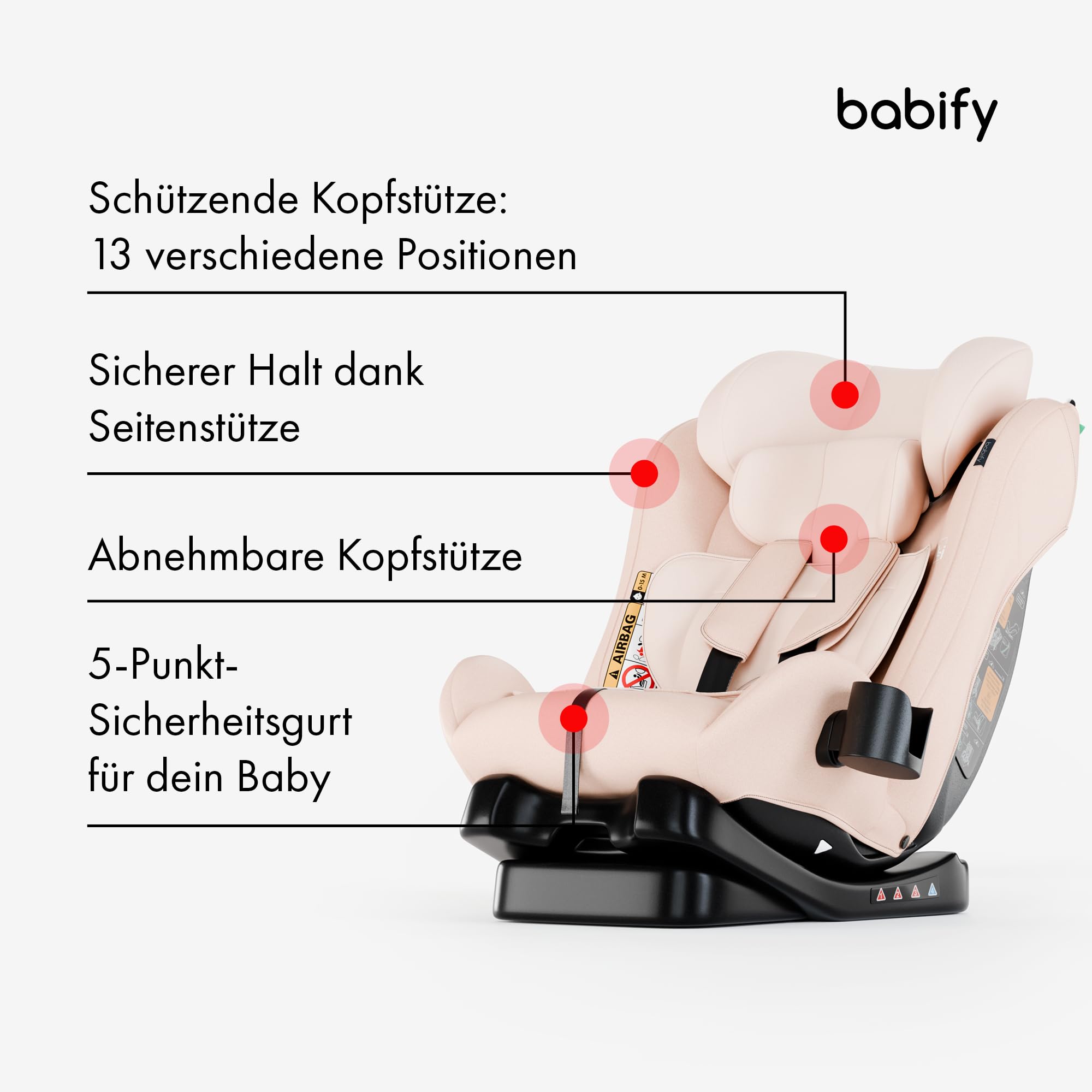 Babify Kindersitz, Autositz für Kinder von 40-150 cm, Mitwachsender Auto Kindersitz, Bequemer Auto Sitz für Kinder, Langlebiger & Verstellbarer 3-in-1 Kinderautositz, Sicherer Auto-Kindersitz