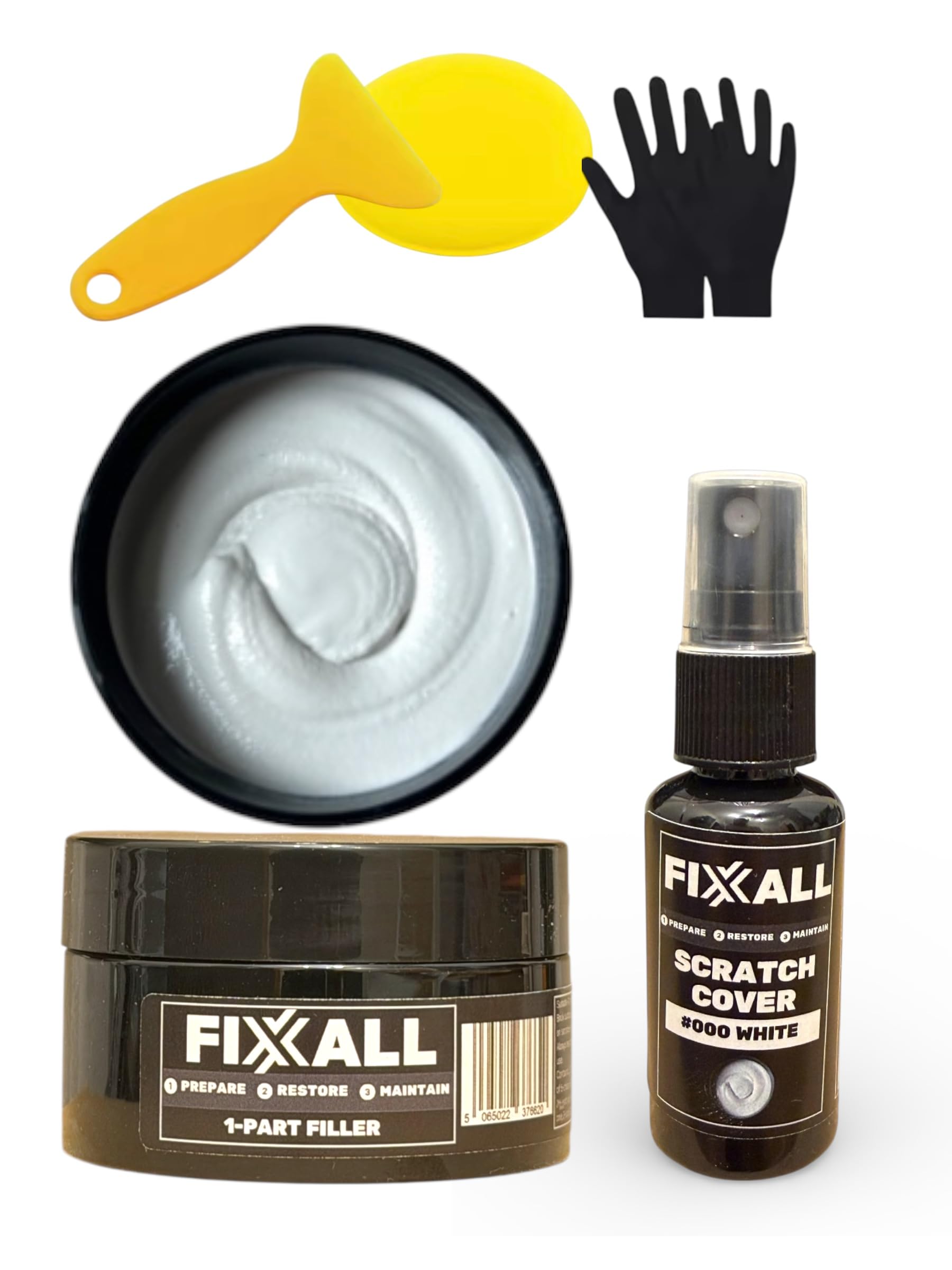Fixxall All Surface Repair Kit – Wood, Stone & Tile Repairs - Scratch Cover + Repair Filler for Worktops & Floors – Covers Scratches, Scuffs & Small Chips – Quick, Easy DIY (White)