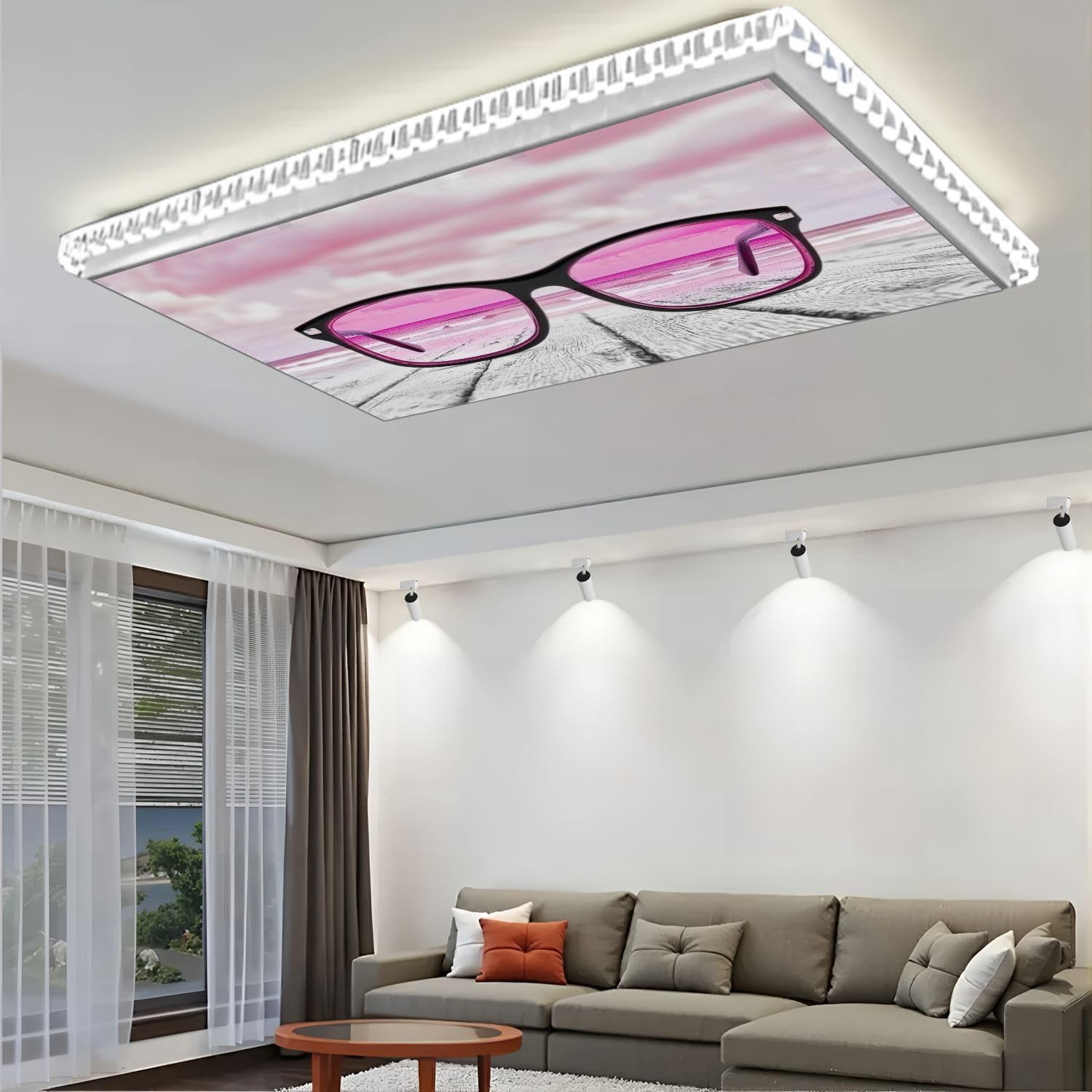 Fluorescent Light Covers for Ceiling Lights Seeing World Rose Colored Glasses Easy to Install Magnetic Light Filter for Classroom Office Hospitals School Home Decor
