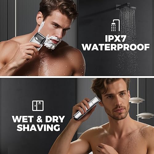 Miniatura 7 de Ufree Kit de recortadora de barba y afeitadora de aluminio, maquinillas de afeitar eléctricas para hombres, recortadora de pelo de precisión en T,