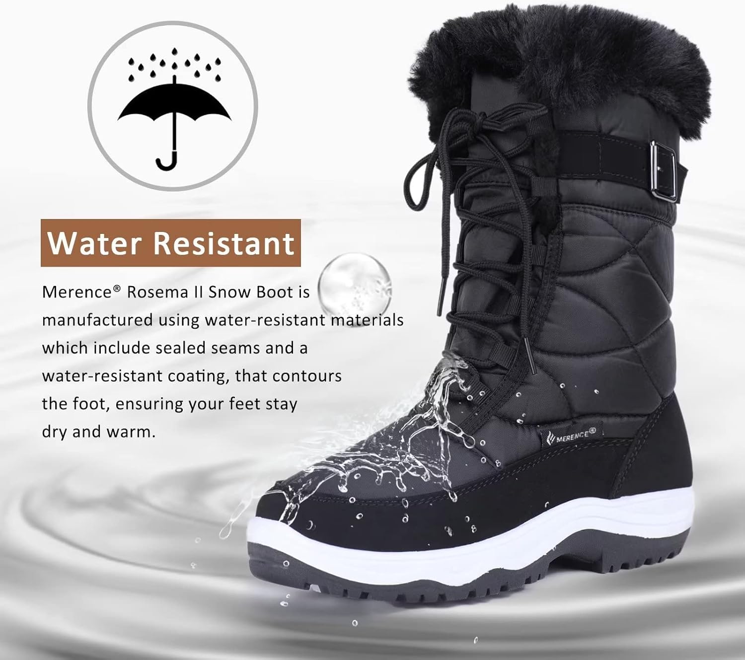CIOR Women's Snow Boots Winter Water-Resistant Fur Lined Frosty Warm Snow Boots U120WMX005-Black-40 - Image 4