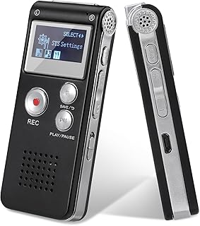 welltop 16GB Digital Voice Recorder, USB Rechargeable Dictaphone Recorder with External Microphone Earphones, Multifunctional Mini Portable Dictaphone with MP3 for Lectures Meetings Interviews, Black