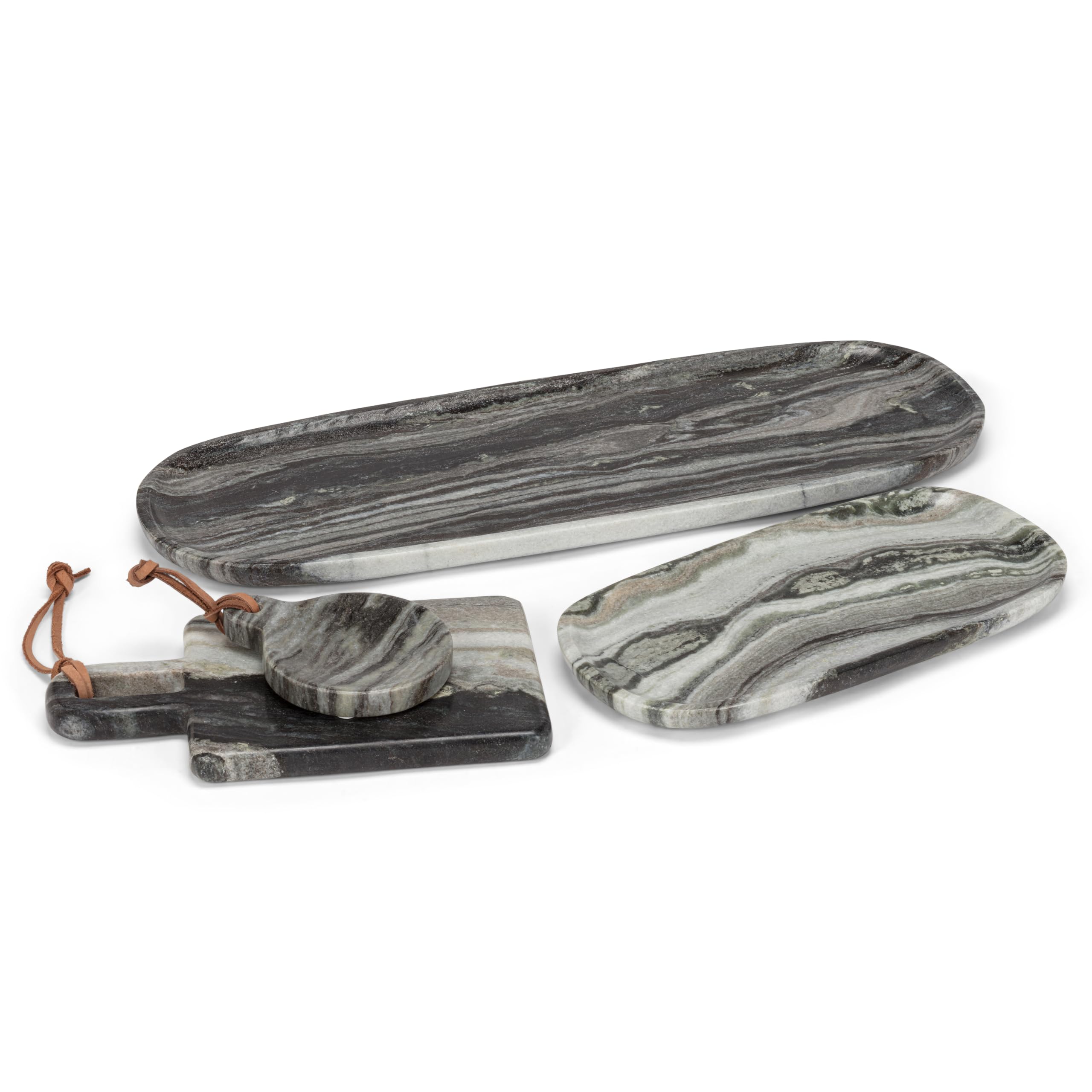 Abbott Collection Poggiamestolo rotondo, piatto con anello, in marmo, nero (12,7 cm)
