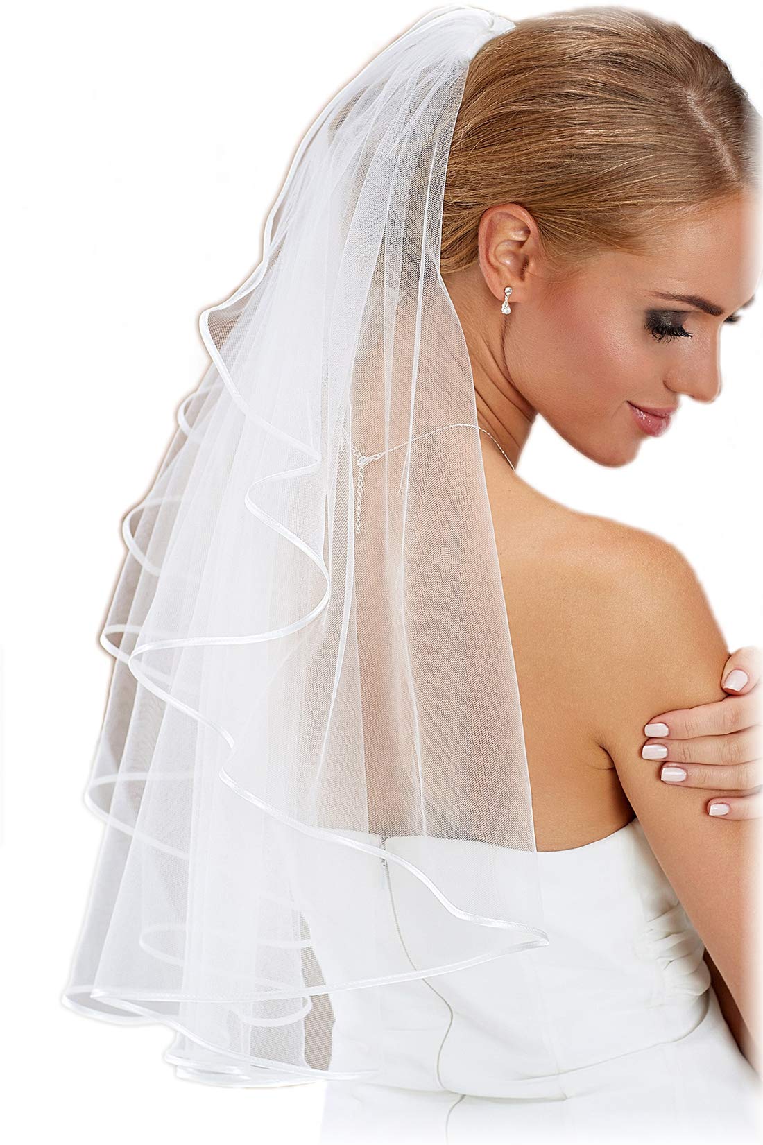 BrautChic Velo de Novia Corto-70cm-Maravilloso NEUTRAL-Perfecto para los Vestidos de Novia