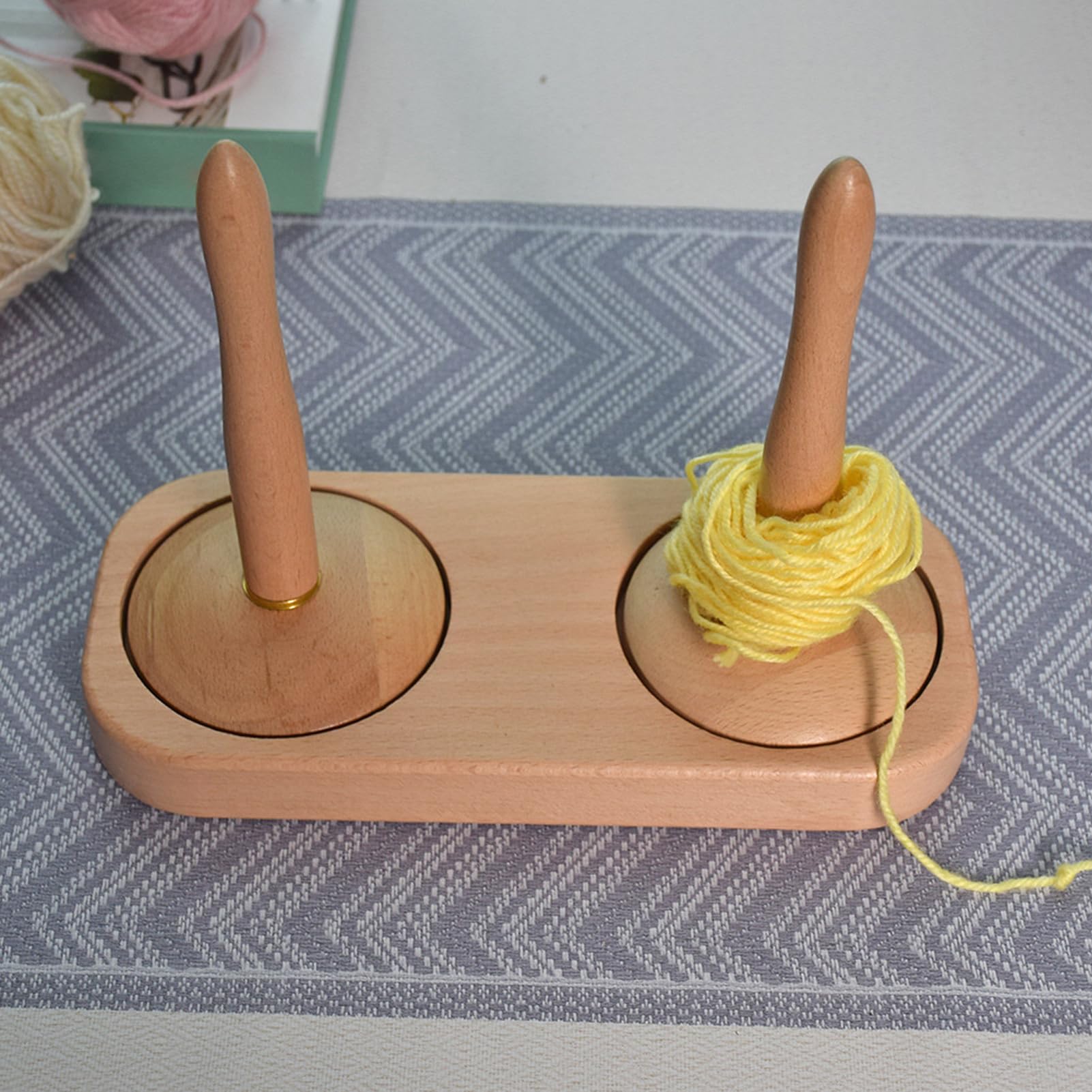 Uchwyt na włóczkę do szydełkowania Przenośny drewniany obrotowy | Narzędzie do tkania i przędzenia do szydełkowania, tkania, haftu, rękodzieła, nawijania, domu,