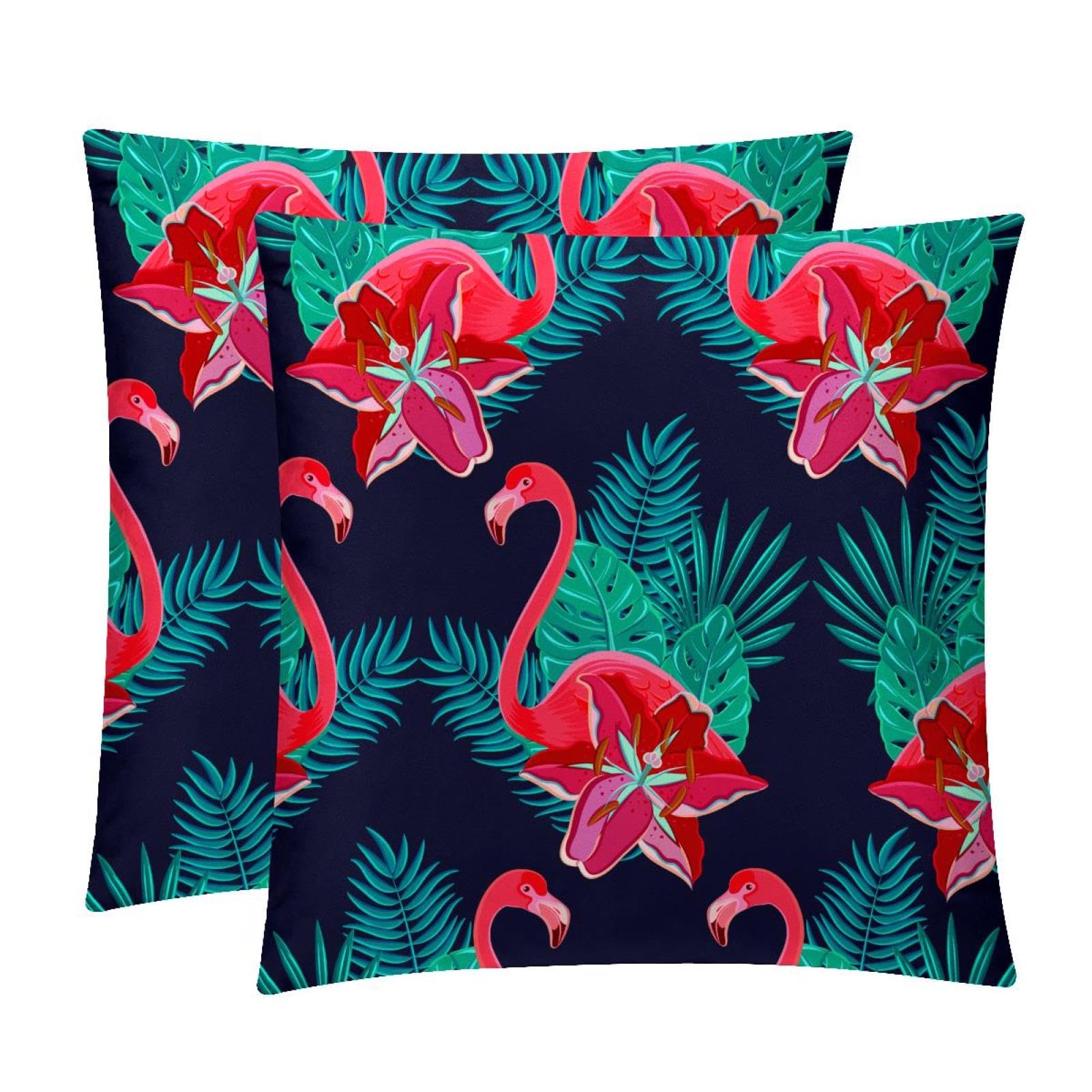 TDGKPZ Flamingo Throw Pillow Covers 2 Pack Pillowcases Soft Cozy Pillow Cases For Couch Bed Sofa 40x40cm