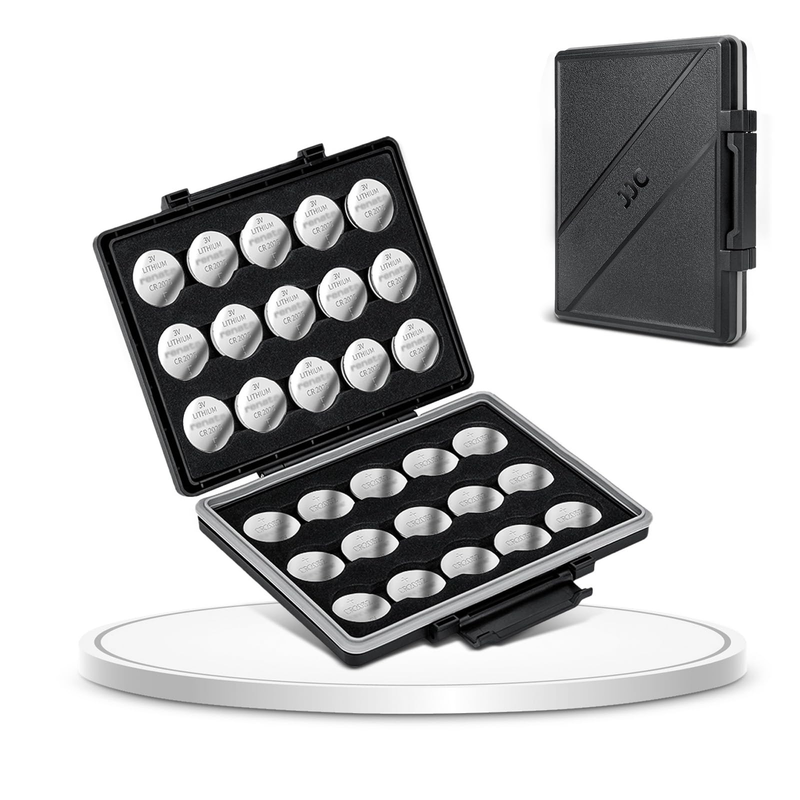 JJC CR2032 Battery Case Holder Storage, Water-Resistant Anti-Shock, Anti-Dust, Coin Cell Battery Case for 30x CR2032/CR2025/CR2045/CR2016, Button