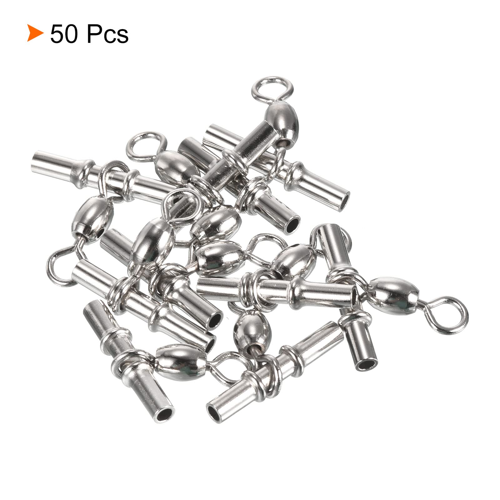 PATIKIL Manga Giratorio, 50uds 156lb Inoxidable Acero Cruzada Línea 3 Vías Pesca Terminal Aparejo, Plata