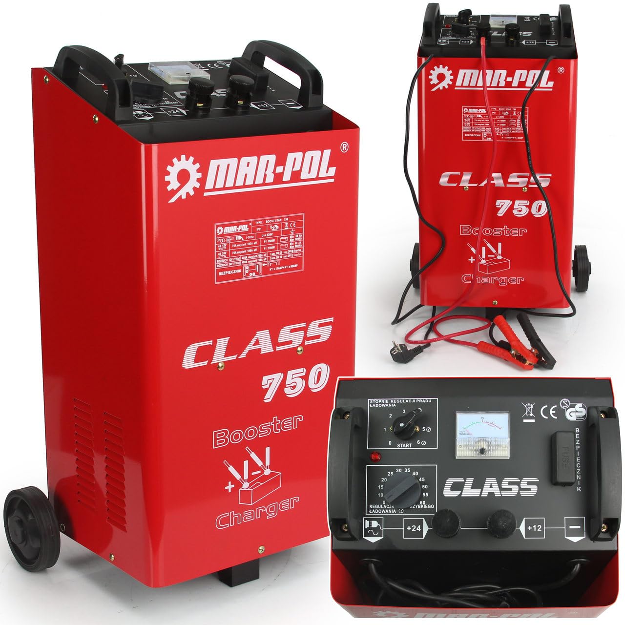 Cargador de coche con función de arranque, 60-900 Ah, 12-24 V, corriente de arranque 400 A/12 V, 700 A/24 V, con ruedas