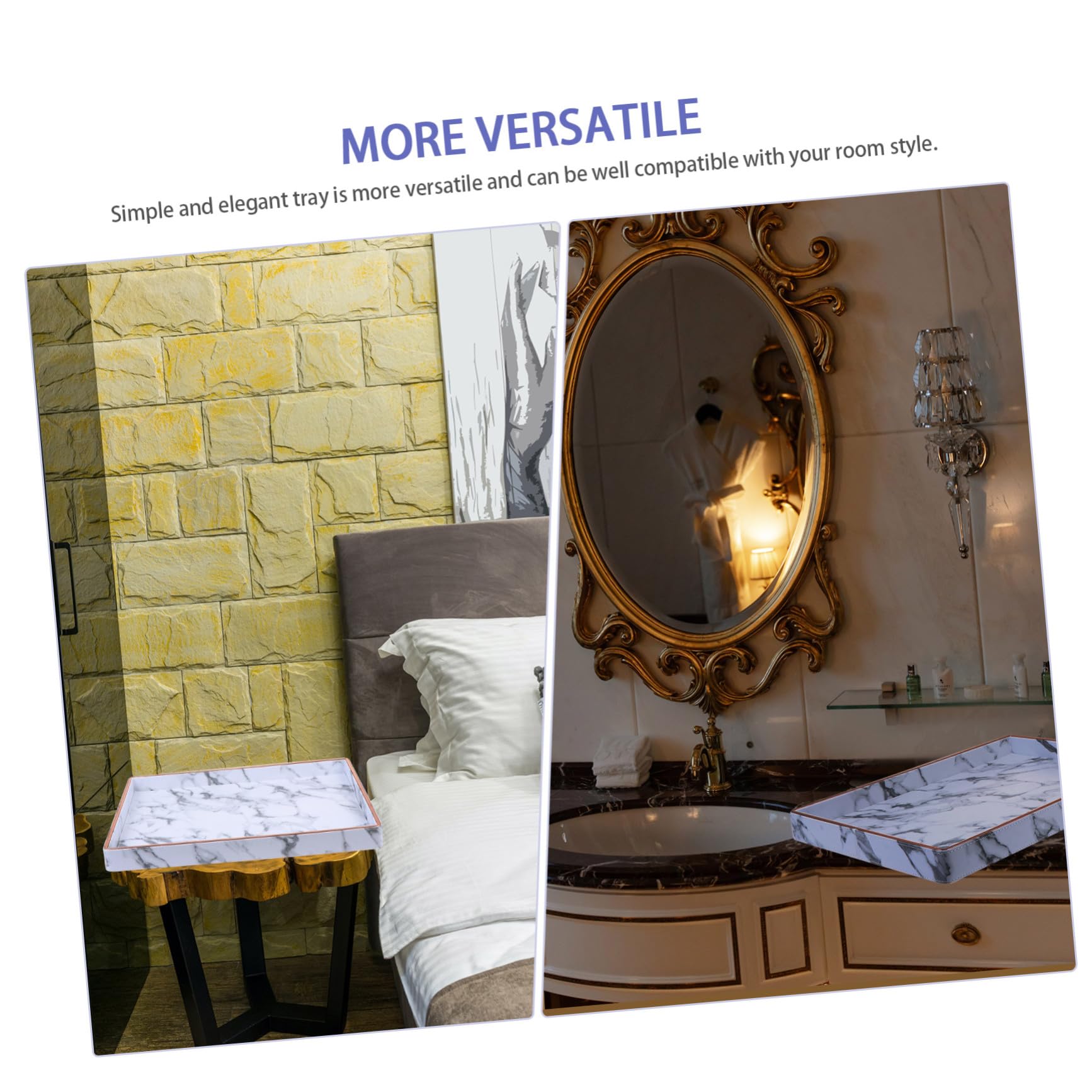 Ipetboom 1pezzi Vassoio in Pelle Design Grana di Marmo Portaoggetti da Scrivania per Gioielli e Piccoli Oggetti Organizzatore Multiuso per Studio e Soggiorno