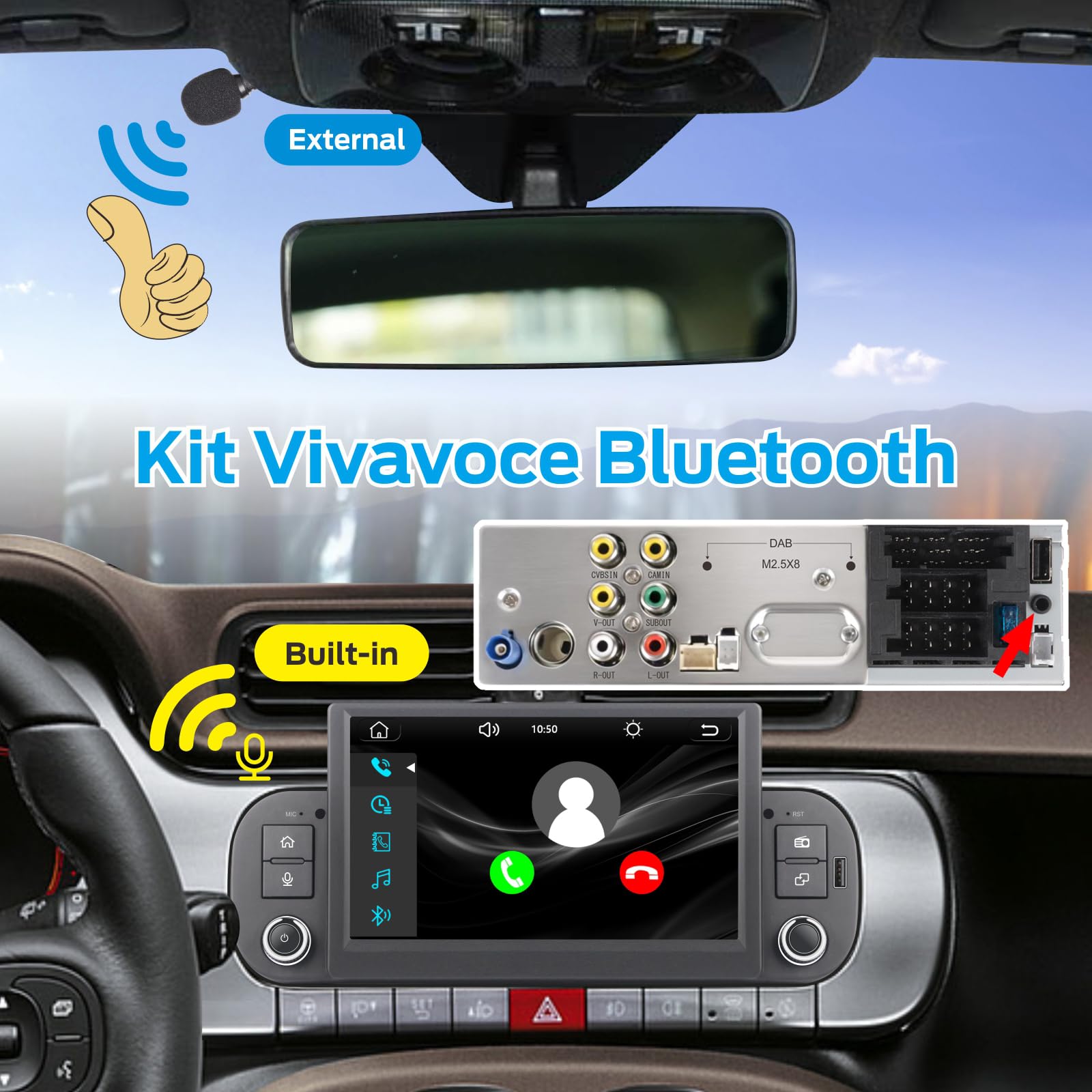 Autoradio Linux Plug & Play con Connettore Originale per Fiat Panda 2013-2025, Wireless CarPlay Android Auto, Bluetooth Vivavoce, RDS, FM/AM, USB